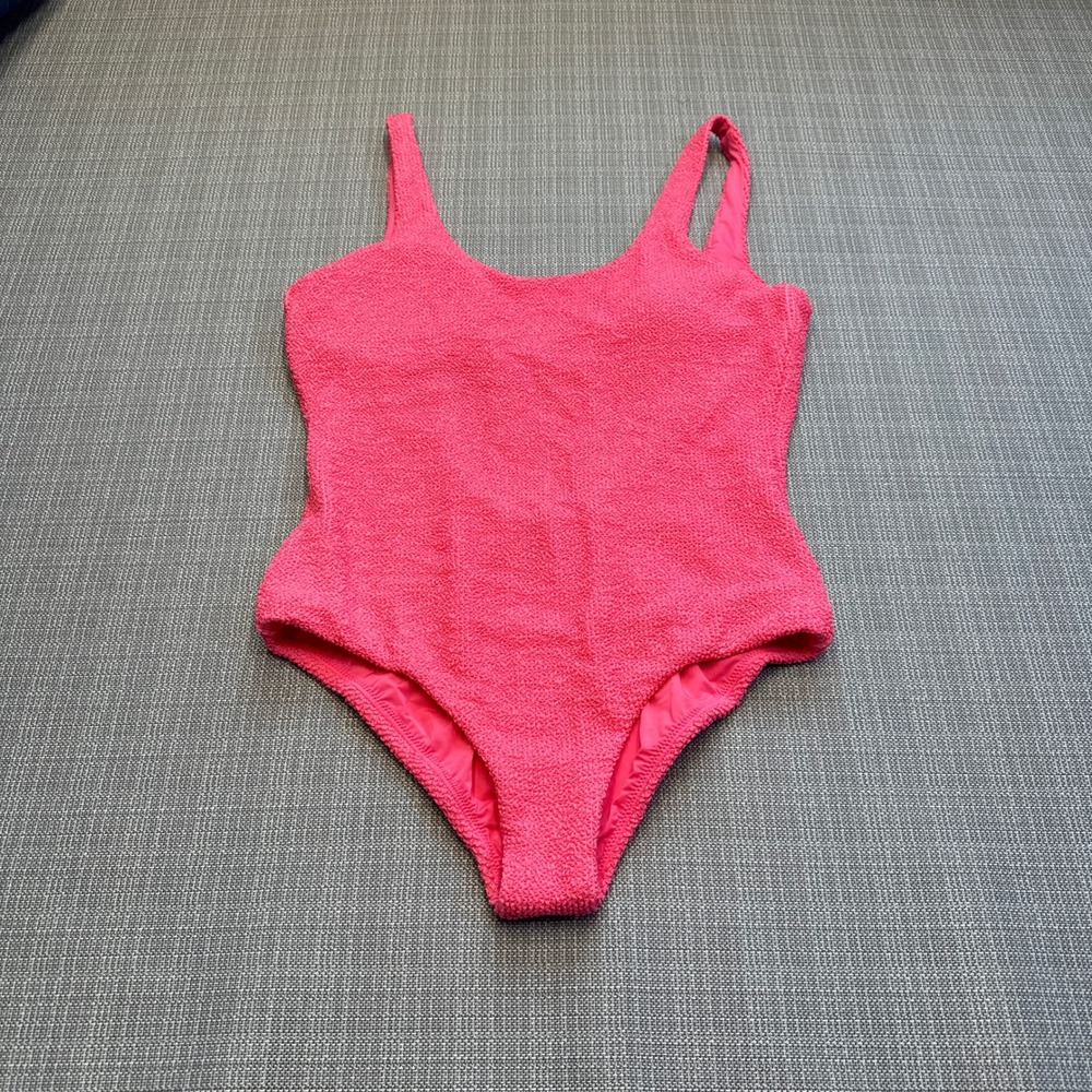 New Its Now Cool Textured One Piece Swimsuit Bright Pink XL Beach Pool Resort